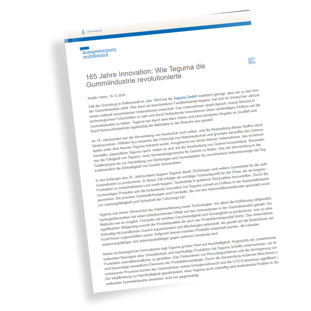 Hochwertige Gummiprodukte und Gummikomponenten – Teguma GmbH Halberstadt